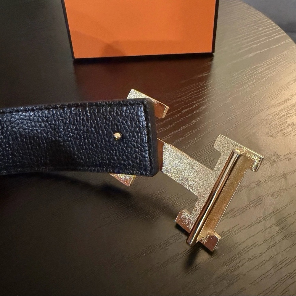 Hermes Men's Brown Belt Gold Buckle Size 130 - Picture 2 of 7
